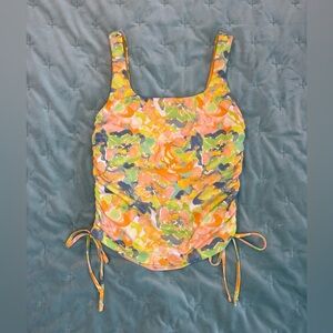 💕HP💕 Fabletics | Ruched Built-In Bra Tank in Painted Marigold Size XS